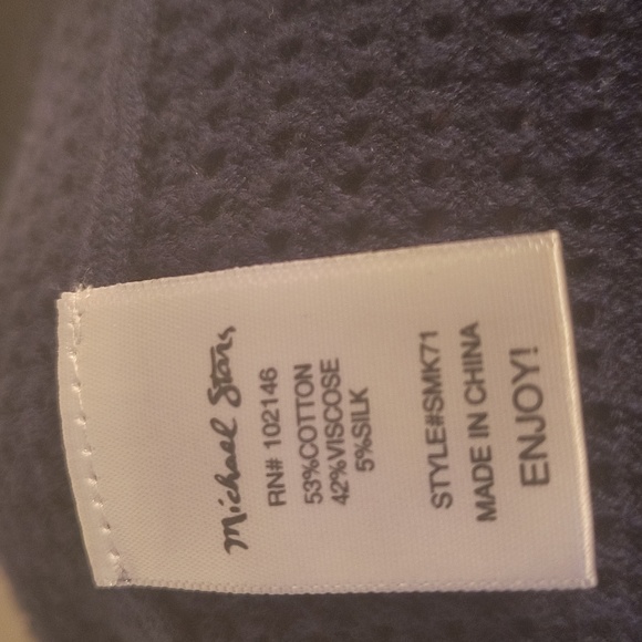 Michael Stars M Navy Mesh Hooded Lightweight Sweatshirt  Cotton/Silk Blend - Picture 7 of 7